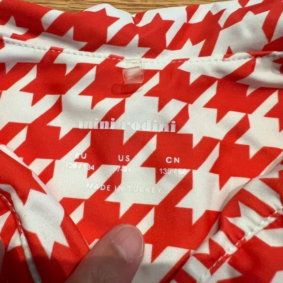 Red houndstooth rashguard sailor top with a horse size 128-134 (7-9yo) - Picture 8 of 8